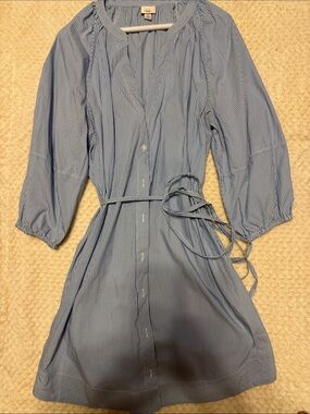Blue & white pinstripes dress
